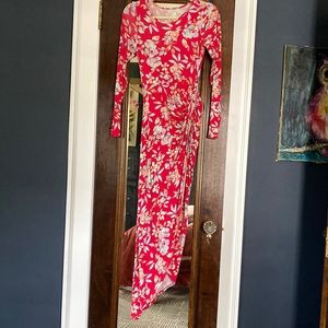 Floral high low twist front dress